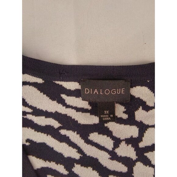 Dialogue Black/White Leopard Print Cardigan Silk Sweater Size 3XL - Picture 2 of 3